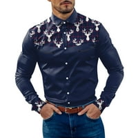 Muška modna casual plairana patchwork rever majica dugih rukava