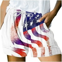 Stamzod Ženske kratke hlače Ljetna nezavisnost Dan tiskane multi džepne čipke kratke hlače