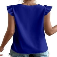 Sanviglor Ladies majica s kratkim rukavima Tunička bluza od pune boje Šifon vrhovi labavi majica za