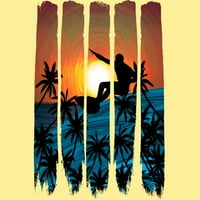 Tropsko ostrvo zalazak sunca surfanje muški banana krem ​​žuta grafički grafički tee - dizajn ljudi