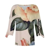 Giligiliso bluze za žene plus veličine Žene cvjetni ispis V-izrez Ležerne prilike Versile Sleevetop