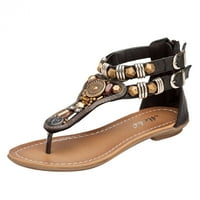 Mchoice Womens Flats Sandale Ljetne boemske cipele od perla u komfornom otvorenom nogu elastična gležnjača
