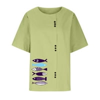 Usmixi ženske bluze i vrhovi Dressy kratkih rukava Crewneck Ribe Graphics Ljeto slatke košulje Plus
