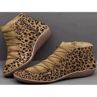 Kesitin Womens High Top Cipele Leopard Print Ploties Udobne kratke čizme