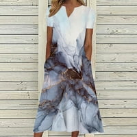 Ženska haljina s kratkim rukavima s džepovima V izrez Graphic Print Swing Ležerne prilike Trendi duge