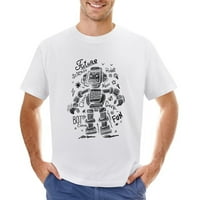 Robot i slova Vintage Majica MENS CLASSIC CREWNECK kratkih rukava Tees Unise bijeli m