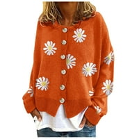 Jesen modne žene kaput kardigane Daisy Štampanje dugih rukava Osvršen džemper