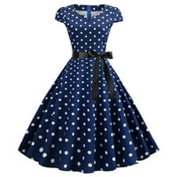 Cuekondy haljine za žene casual party točkice Ispis kratkih rukava 1950-ih Domaćica večernja party mamunska haljina