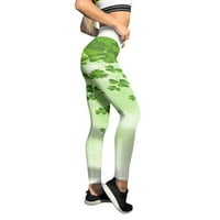 Ženske jastučine Sretno zelene tajice za ispis Skinny za trčanje pilates teretane joga hlače