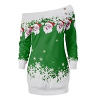 Modne žene veseli Božić Santa Snowflake tiskani vrhovi dugačka bluza bluza s dugim rukavima T ženske