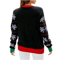 Aherbiu božićni džemperi za žene dugih rukava posada izvratnog pulover grafičkog tiskanog skakača vrhova