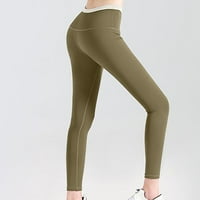Ženska blokiranje boje visokih struka za podizanje hipona, fitness teške joge hlače zeleno m