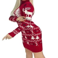 GVMFIVE ženski dugi rukav džemper džemper dress božićni Xmas party večernje mini haljine