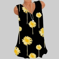 Košulja Žene Ljetni vrhovi Labavi cvjetni print Tunic The Casual V izrez kratkih rukava Comfy bez rukava