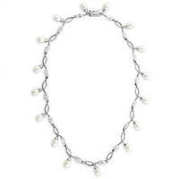 Alamode 7x420 - Ženska rodijumska srebrna ogrlica sa sintetikom u bijeloj boji - u