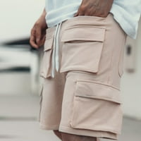Guvpev muške ljetne modne sportske kratke hlače Labavi veliki džep minimalizam teretni hlače - bež xxxl
