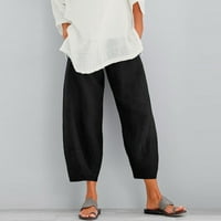 Ženska pantna struka usjeba labava boja čista i hlače harem posteljina elastična sa džepom ženske ležerne