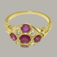 Britanska napravljena 18k žuto zlato prirodni rubin i dijamantni ženski prsten - veličine opcija - veličine 7