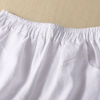 Azrijske pantalone za žene Ležerne ljetne elastične visoke struk Posteljine hlače džepove kratke hlače