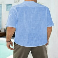 Nova muška posteljina majica od pune boje labava proljetna bluza pamučna majica plus majica, odrasla osoba-l, mornarsko plavo