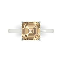2. CT briljantan Asscher Clear Simulirani dijamant 18k bijeli zlatni pasijans prsten sz 4,25