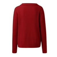 Ženski džemperi Dressingly casual casual džemper revolnik Solid Boja Slim Fit V izrez pleteni džemper
