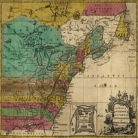 Karta britanske i francuske naselja u Americi - otisak postera