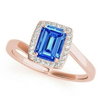 1. Carat 10K stvoreni smaragdni oblik tanzanite i dijamantski prsten u čvrstom ruzi, bijelo i žuto zlato