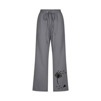 Oalirro nacrtajuće hlače Žene obrezane hlače Žene CAPRIS za ljetno pamučno posteljina tamno siva