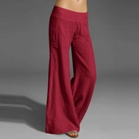 Tuphregyowow ženske široke pantalone za hlače za hlače Flowy s džepovima Hlače prozračne klasične trendy