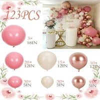 Pink Balloon Garland Kit, marve ružičasti i zlatni baloni Garlandski luk sa bijelim pijeskom metalik