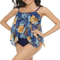 Bikopu Žene Ljeto plivanje Bikini odijelo, plivanje bez rukava cvjetni prsluk + kupaći kostimi Hlače