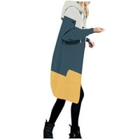 Posijego ženska kasuta s kapuljačom dugim salosnim zatvaračem u obliku dugih rukava blokirajući kaput