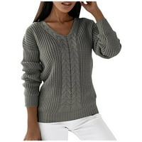 Pedort Ženske prevelike grede džemperi dugih rukava pulover Lootni pleteni džemper siv, 2xl