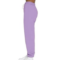 Žene Ležerne prilike sa visokim strukom pamučni salon Atletic Workout Joggers Hlače Purple XL