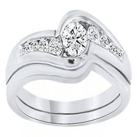 Okrugli rez bijeli prirodni dijamantski angažman vjenčanog vjenčanog prstena u 14K čvrsto bijelo zlato