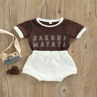 Calsunbaby novorođenčad Dječja djevojka Ljeto Street odjeće Pismo Ispiši kratke majice kratkih rukava s elastičnim strukom