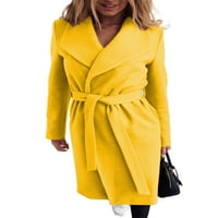 Paille dame kaput rever ovratnik jakna od pune boje odijelo odijelo radne kaput žute 2xl