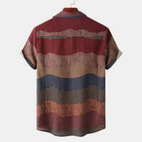 Muške pamučne posteljine labave majice moda rever pulover prugasto kolor blok odjeća Prodaja ljetna