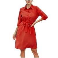 DaznicoovO ženska modna casual V-izrez za pola rukava na ruci Otvorena ručica košulja crvena l