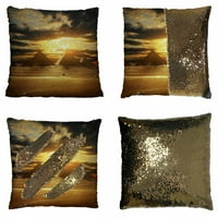 Zalazak sunca nad Giza piramidom Reverzibilna sirena Sequin jastučni jastuk Kućni dekor