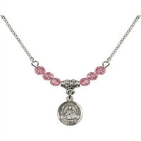 Ogrlica s rodijum s ružičastog ružičastog oktobra mjeseca rođenja Kamene perle i dojenčad Praškog šarma