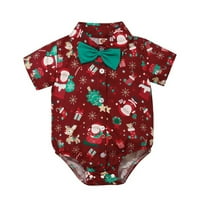 Božićna odjeća za Xmas Baby Boys Girls Crtani print kratkih rukava Gospodin Romper Bodysuit Božićna