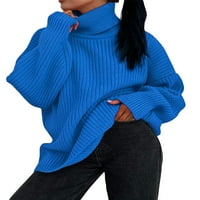 Ženska turtleneck prevelizirani džemper čvrsta boja dugih rukava labav duks meka ležerna jesen zimska