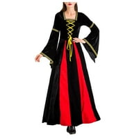Ženske padajuće haljine od ometanja rupne renesansne haljine Vintage Halloween kostim crna haljina