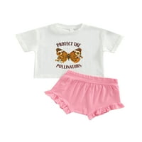 TheFound Newborn Baby Girls odjeća kratki rukav leptir majica TOP RUFFLE HLAČE HLAČE Odjeća za dojenčad