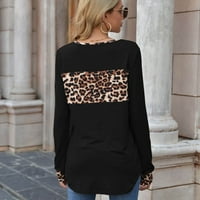 Ženska jesenji leopard print ubodeći majice s dugim rukavima na dugim rukavima vruće6sl487033