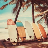 Laminirana ploča za surfanje palmi na plaži surfer Photo Fotografija Ljetni poster Dry Erase Znak 16x24