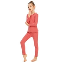 ESHO Girls Pamuk Pajamas setovi tinejdžerke Majica s čvrstim rukavima + hlače PJS Spavaće odjeće, 5-