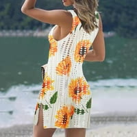 CLlios Ljetne haljine za žene Ispiši senderica havajska haljina bez rukava slatka haljina za odmor za